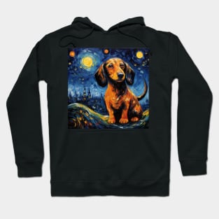 Dachshund painted in Van Gogh style Hoodie